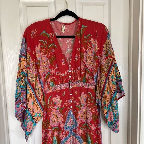 Spell Red and Blue Maxi Dress - Picture 6 of 15